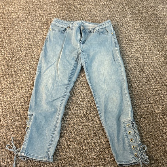 Michael Kors Lace-Up Cropped Jeans - Picture 1 of 5